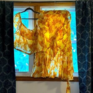 Two piece floral Banana Republic outfit